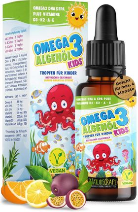 NatureCraft Huile d’Algues Omega 3 Plus Gouttes KIDS