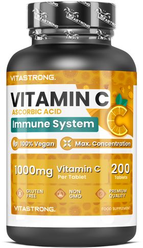 Vitastrong Vitamine C - 200 tabletten, 1000 mg - Immuunverdediging & Antioxidanten