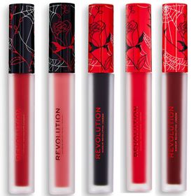 Makeup Revolution - Lot de 5 Rouge à Lèvres Liquides Vinyl - Nightmare/Bewitched /Horror/Haunted/Sc