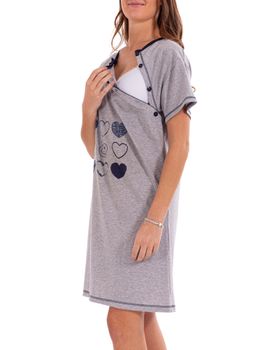 MYSANITY® Korte mouw voedingshemd van katoen melange, grijs