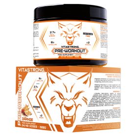 Vitastrong Pre-Workout Cafeïnevrij - Sinaasappel, 300 g, Energie en focus zonder cafeïne