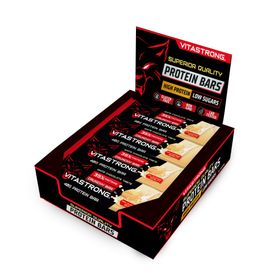 Vitastrong Crunchy Witte Chocolade Reep - Doos x24, hoog eiwitgehalte