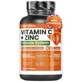 Vitastrong Vitamine C + Zink – 150 Tabletten, Immuniteitsondersteuning