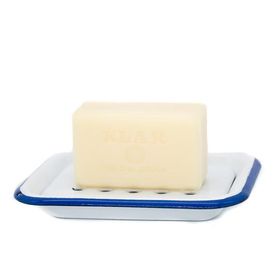 Klar Seifen - Porte-savon transparent en émail, blanc-bleu
