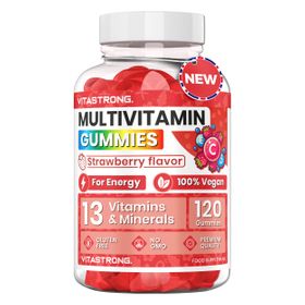 Vitastrong Multivitamine Gummies - Aardbei, 120 gummies, Energie & Weerstand