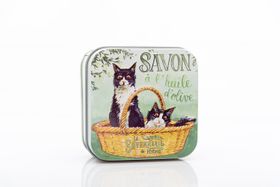 La Savonnerie de Nyons - Metalen doosje met zeep "Katten zwart en wit"