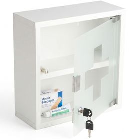 KARAT Medicijnkast Allen - Afsluitbare medicijnkast glazen deur wit 30 x 30 cm 2 vakken