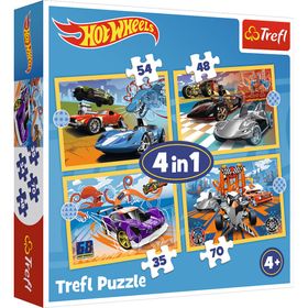 trefl 34627 Puzzle 4en1 véhicules à roues chaudes