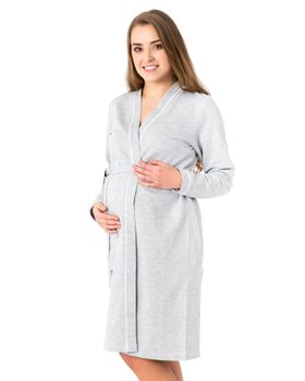 MYSANITY Peignoir kimono en coton mélangé, gris