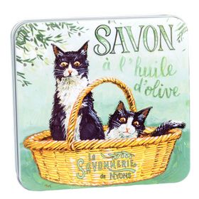 La Savonnerie de Nyons - metalen doos met zeep - katten zwart en wit