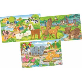 goki houten puzzel dieren 3x24 delen