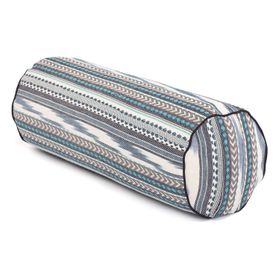 bodhi Collection ETHNO : Traversin de yoga (rond), tissu ikat, gousses d'épeautre