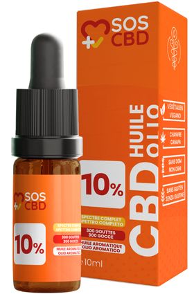 SOS CBD®-OLIE 10% 10 ml: 300 CBD-druppels met 10% SOS CBD® als full spectrum hennepolie