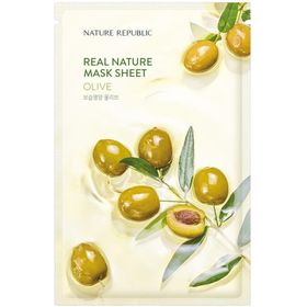 NATURE REPUBLIC Real Nature Olive Sheet Mask – Masque en tissu nourrissant à l'extrait d'olive