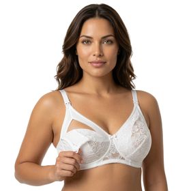 MYSANITY® Voedingsbeha met geborduurd kant, cup DD, wit