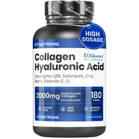Vitastrong Collageen + Hyaluronzuur – 180 Tabletten, Stralende Huid