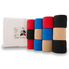 axion® Bandage adhésive de 5 cm de largeur, ensemble de 4 couleurs, bandage flexible et auto-adhésif