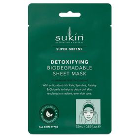 Sukin - Masque en Tissu Biodégradable Détoxifiant Super Greens