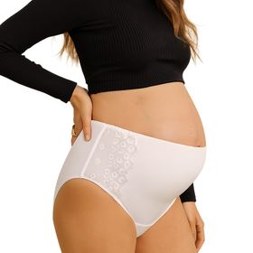 MYSANITY® Culotte de maternité taille haute en tulle brodé, blanc