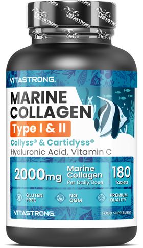 Vitastrong Marien Collageen Type 1&2 - 180 Tabletten, Huid En Gewrichten