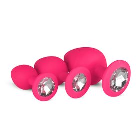 Easytoys - anaalplug van siliconen in zwart met siersteen - SET