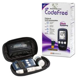 CodeFree bloedglucosemeter set met teststrips, diabetes set mg/dL