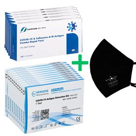 COVID-19 4in1 Actie + Influenza A+B Antigeen 15 st. Combo + GRATIS NANOVIO FFP2