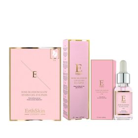 ErthSkin London Rose Blossom Glow Gezichtsolie + Hydro-Gel Oogpads + Lipgloss Plumper Set