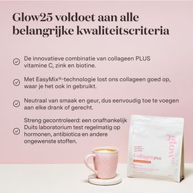 Glow25® collageen plus | met vitamine C, zink en biotine | peptiden type 1 en 3