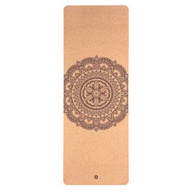 bodhi Tapis de yoga en liège MANDALA, imprimé bicolore brun foncé/turquoise