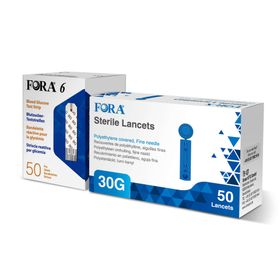 FORA 6 Bandelettes Réactives Glucose + Lancettes FORA 30G (Produit Combiné)