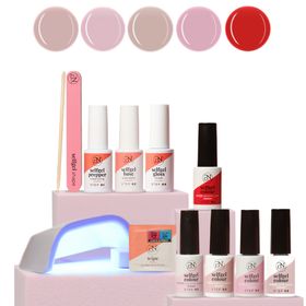 PN Selfcare Kit Vernis Semi-Permanent - 1 Atomic Red + 4 Nude Gellak Kleuren