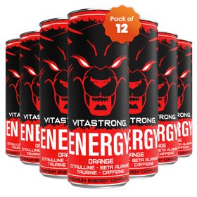 Vitastrong Energy Orange [12x doos] - 330 ml, energie zonder suiker voor geest en lichaam