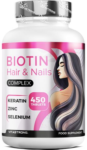 Vitastrong Biotine Complex - 450 tabletten, ondersteuning voor sterk haar en nagels