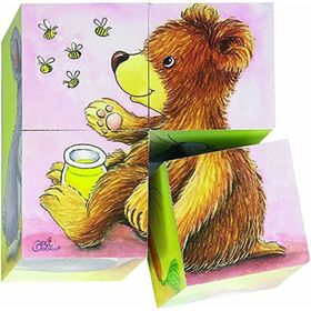 Goki Houten Blokpuzzel Babydieren