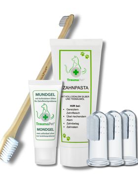 TraumaPet Kit d'hygiène dentaire à l'argent colloïdal pour chiens et chats