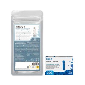 FORA 6 3-in-1 Teststrips + FORA 30G Lancetten (Combi-Product) - The Tester