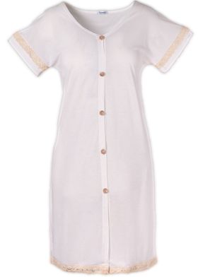 MYSANITY Chemise de naissance en bambou avec dentelle, ivoire