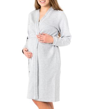 MYSANITY® Peignoir kimono en coton mélangé, gris