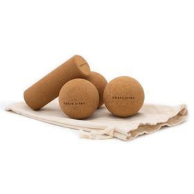 SHAPEVITAL Balle de fascia naturelle en liège et set de massage | sac en jute inclus