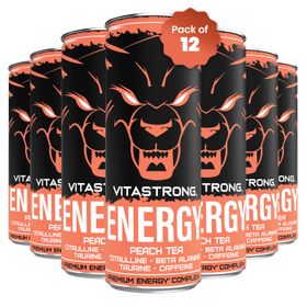 Vitastrong Energy Peach Tea [12x DOOS] - 330 ml, Zonder suiker, constante energie