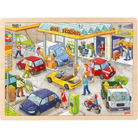 goki houten puzzel tankstation 96 delen
