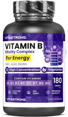 Vitastrong Vitamine B-complex – 180 Tabletten, Hoge Sterkte