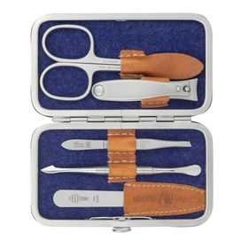 DREITURM Solingen Étuis à manucure en daim véritable et feutre – Modèle bleu Loden