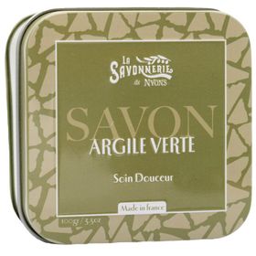 La Savonnerie de Nyons - Metalen doosje met zeep - Groene kleizeep
