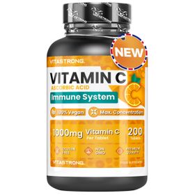 Vitastrong Vitamine C - 200 comprimés, 1000 mg - Défense immunitaire & Antioxydants