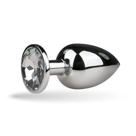 Easytoys - zilveren metalen anaalplug met siersteen - groot