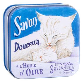 La Savonnerie de Nyons - Metalen doos met zeep - kat en kitten