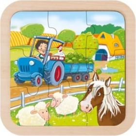 goki hout puzzel brandweermannen 9 Delen