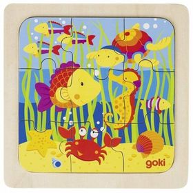 goki houten puzzel Op de weg 9 delen